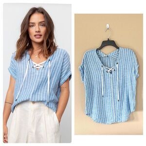 Rails Jeri St. Germain Striped Lace Up Top
